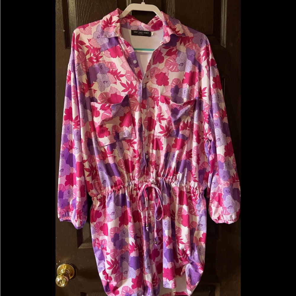Vintage Floral Button-Up Dress